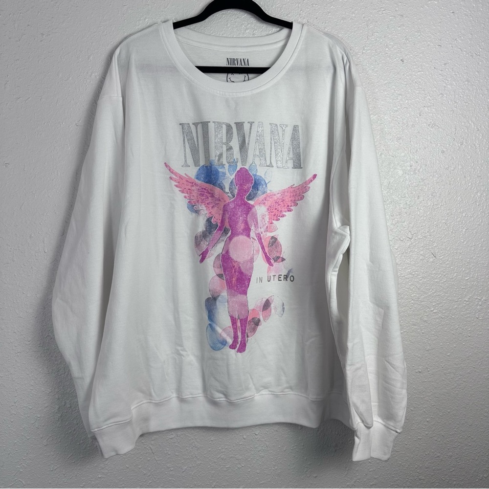⭐️Nirvana White‎ Graphic Women's Sweater Size 2X